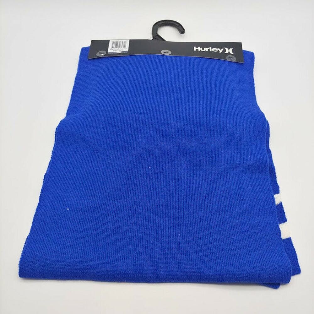NEW Hurley Men's New Yorker Beanie & Scarf 2 Piece Set Blue White Stripe OS - Picture 4 of 5